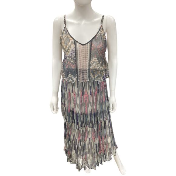 Meadow Rue ByAnthropologie Dress Women’s SZ6 Long Lightweight Layered Multicolor - Picture 1 of 5